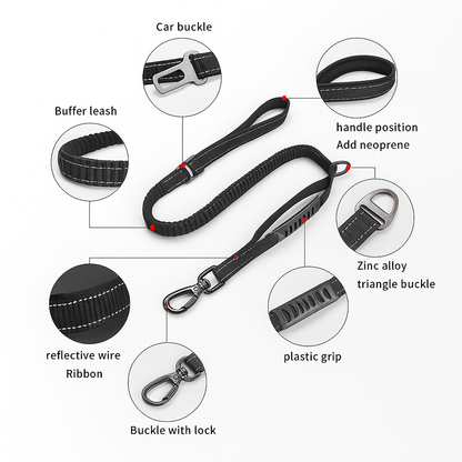 Extended Heavy Duty Bungee Leash Safety Belt Buckle